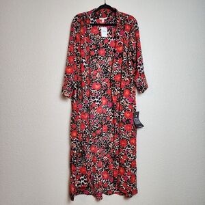 Loralette Long Kimono Floral Animals Print Open Front 2X